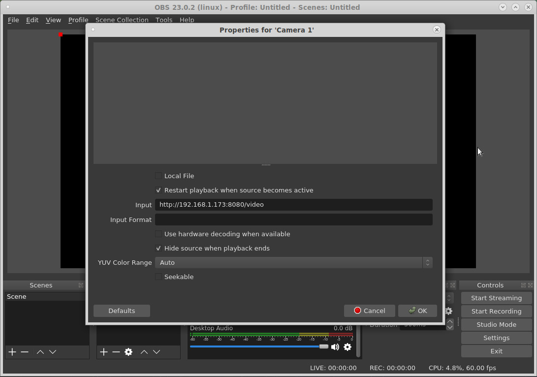 OBS Studio using Android Phone as IPCamera Gadget Gadget